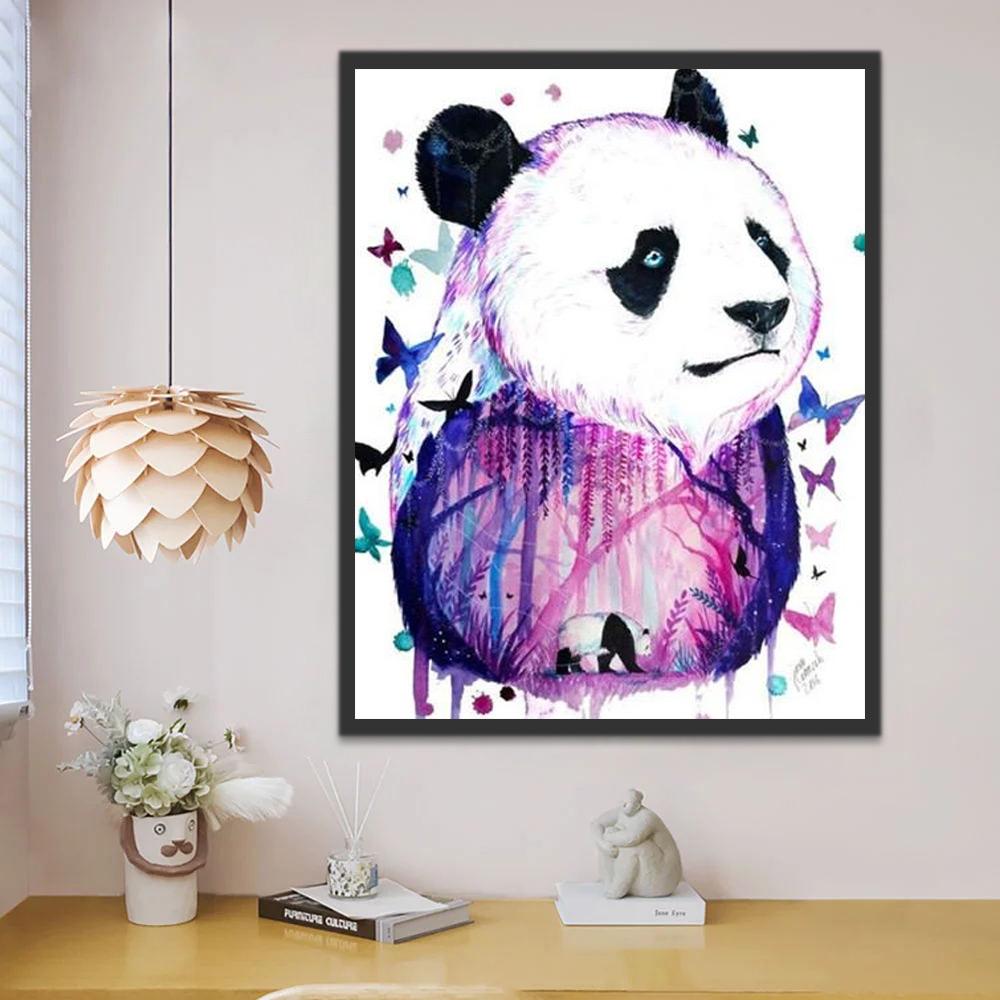 Paarse Panda en Vlinders Schilderen op Nummers