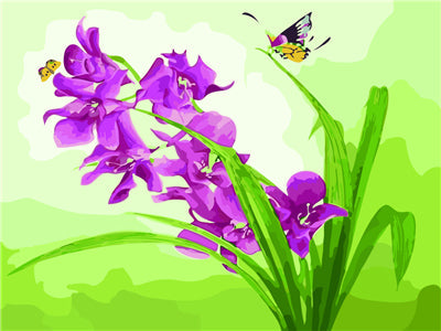 Paarse Phalaenopsis en Vlinder Schilderen op Nummers