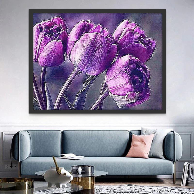 Paarse Tulpen Schilderen op Nummers