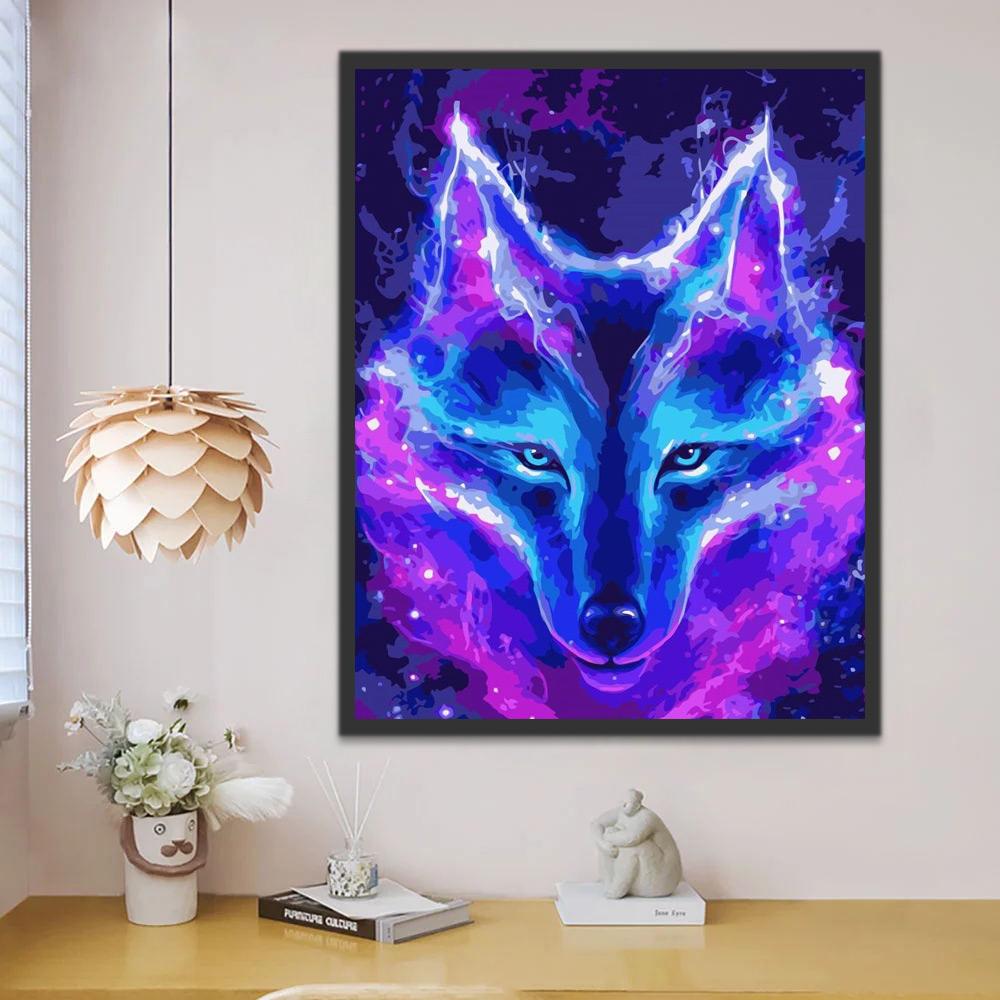 Paarse Wolf Schilderen op Nummers