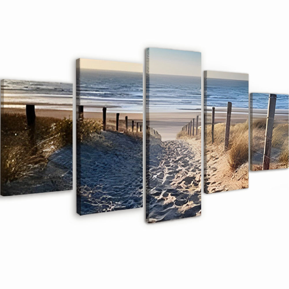 Pad in het Zandstrand aan Zee 5 Platen Schilderen op Nummers