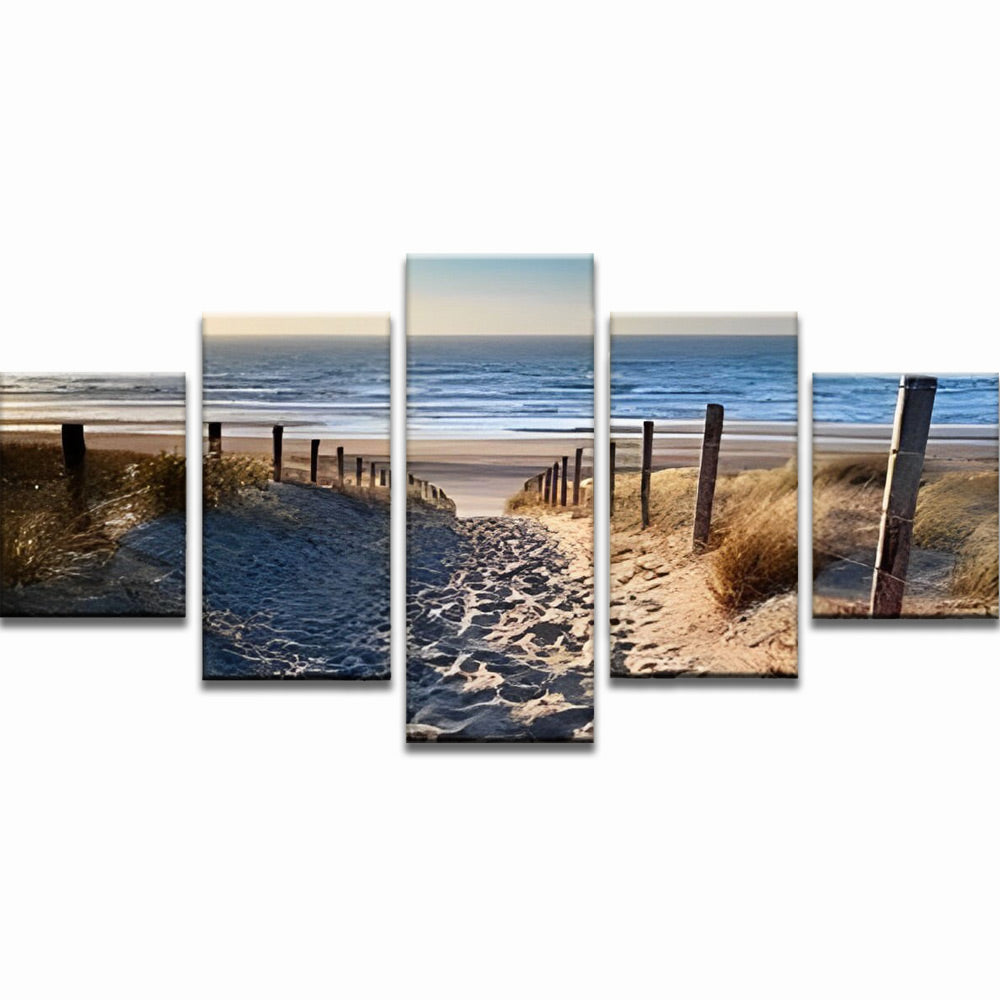 Pad in het Zandstrand aan Zee 5 Platen Schilderen op Nummers