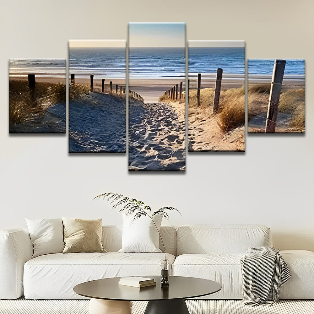 Pad in het Zandstrand aan Zee 5 Platen Schilderen op Nummers