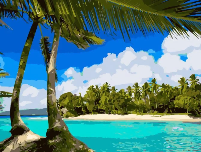 Palmbomen op een Eiland Schilderen op Nummers