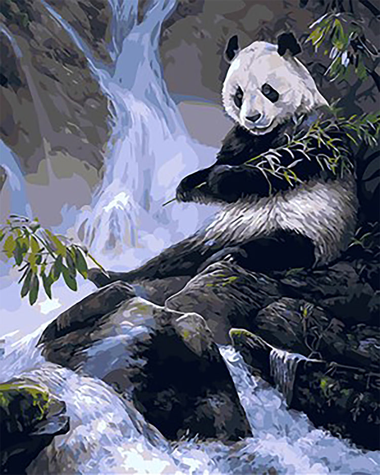 Panda aan het Water Schilderen op Nummers