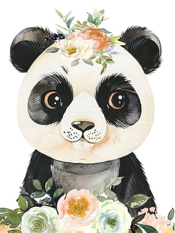 Panda met Bloemen Schilderen op Nummers