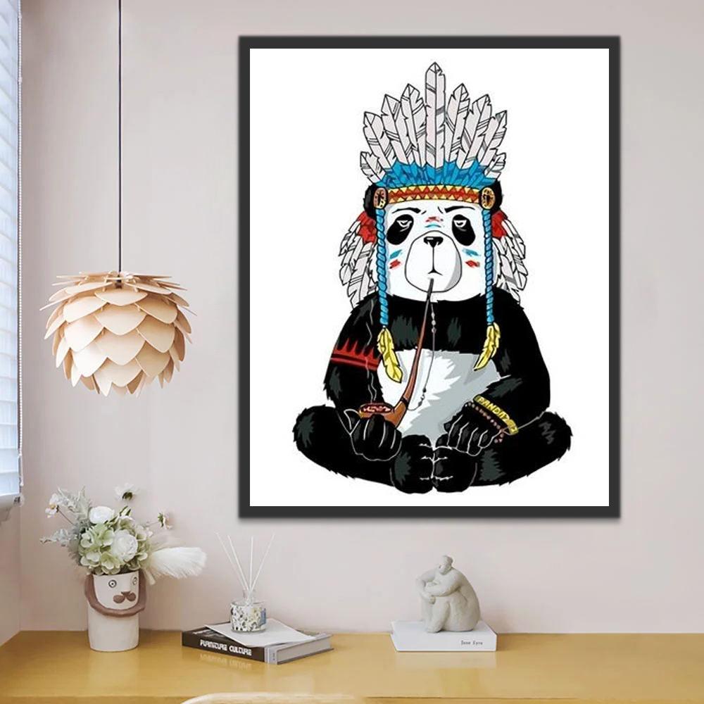 Panda met Gevederde Hoed Schilderen op Nummers