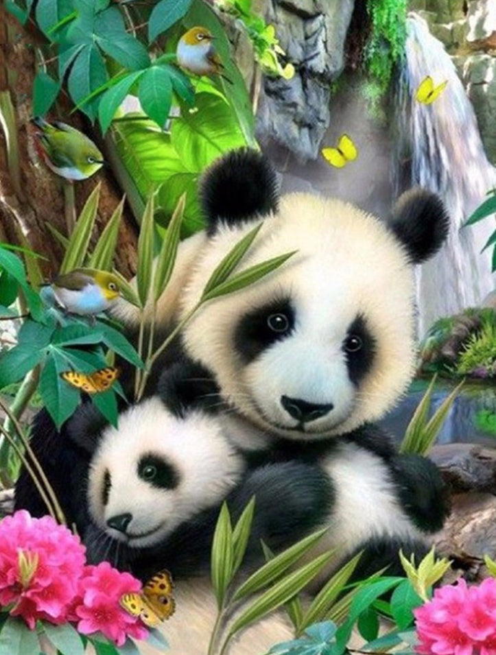 Panda Moeder en Kind Schilderen op Nummers