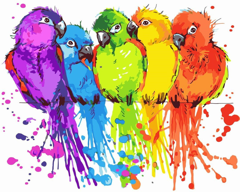 Papegaaien in Aquarelstijl Schilderen op Nummers