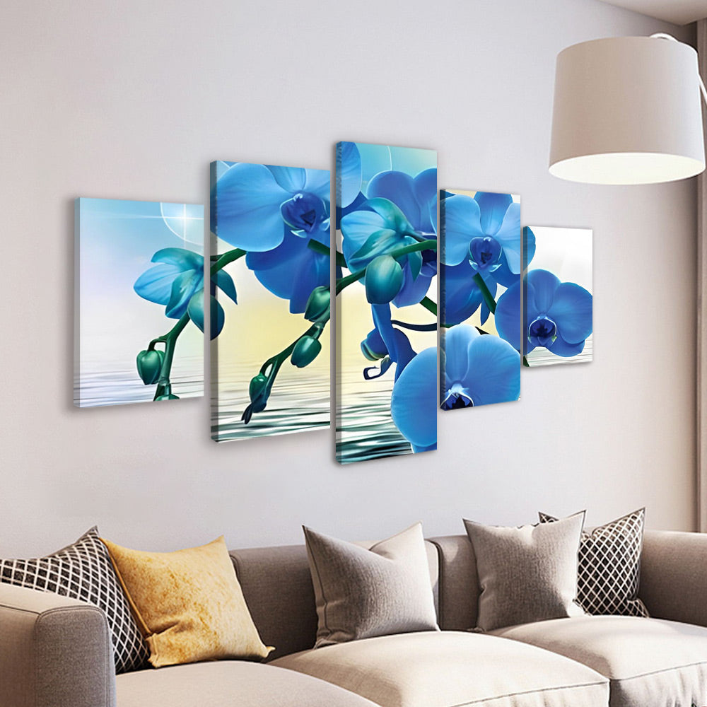 Phalaenopsis in Water 5 Platen Schilderen op Nummers
