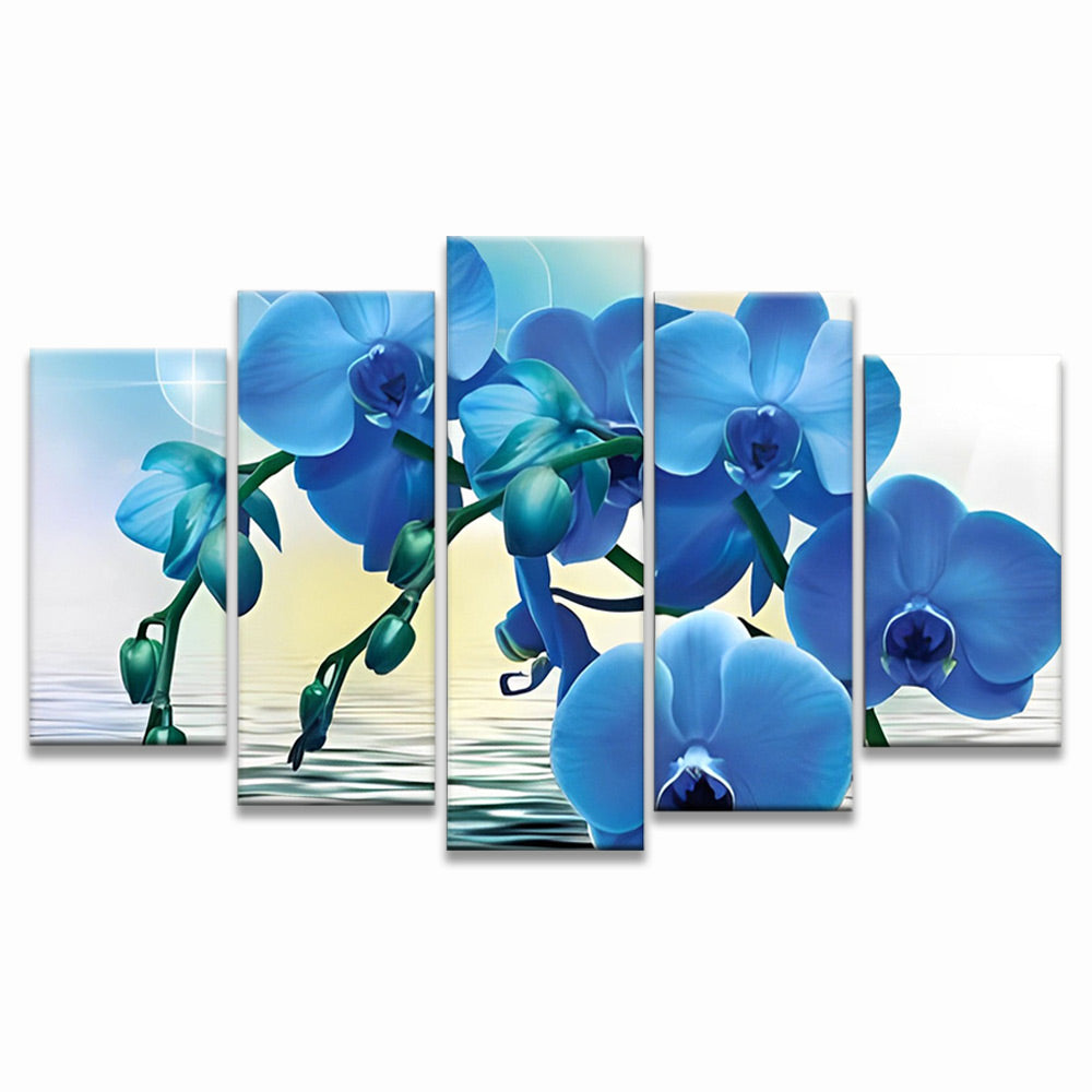 Phalaenopsis in Water 5 Platen Schilderen op Nummers
