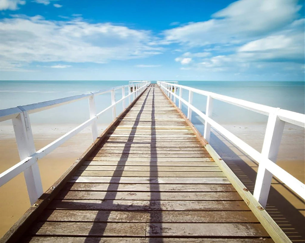Pier en Zee onder Blauwe Hemel Schilderen op Nummers
