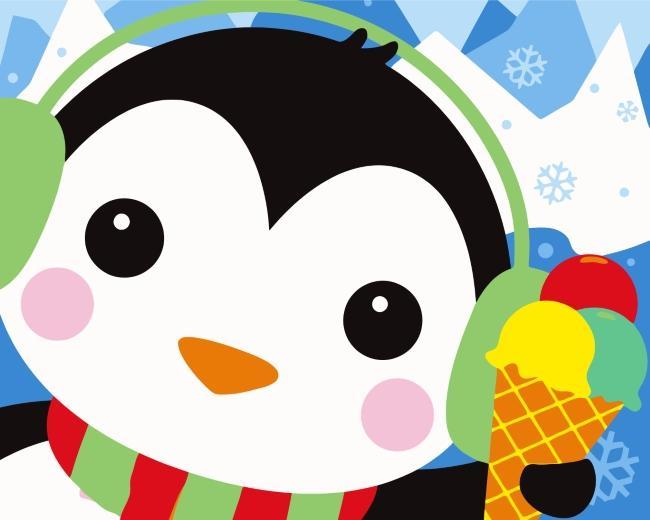 Pinguïn met Koptelefoon Schilderen op Nummers