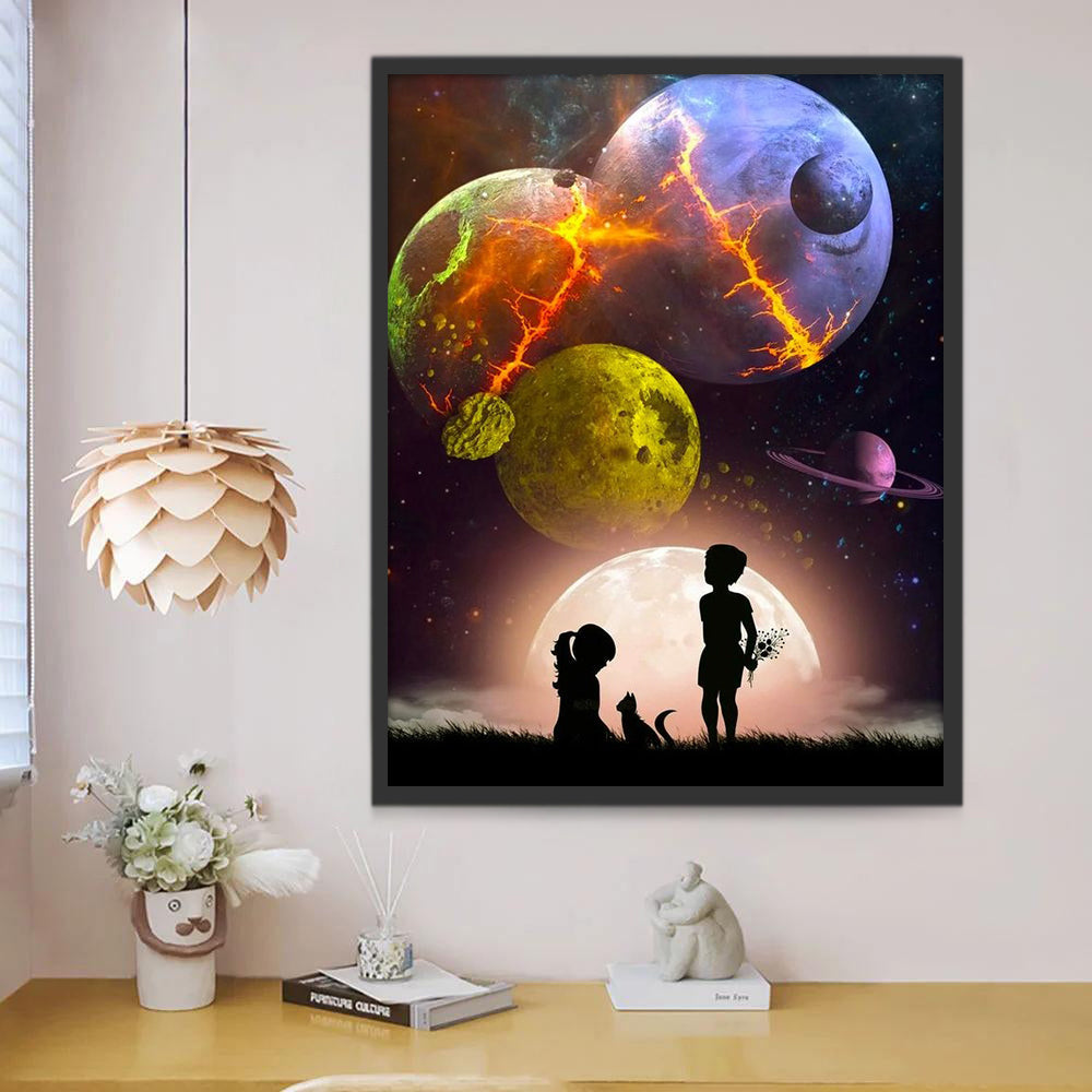 Planeet en Kind Schilderen op Nummers