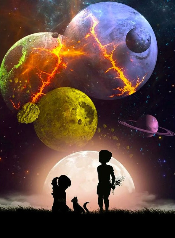 Planeet en Kind Schilderen op Nummers