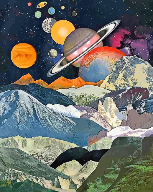 Planeten en Bergen Schilderen op Nummers
