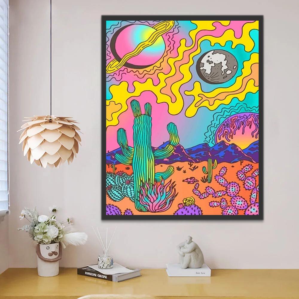 Planeten, Woestijn en Cactussen Schilderen op Nummers