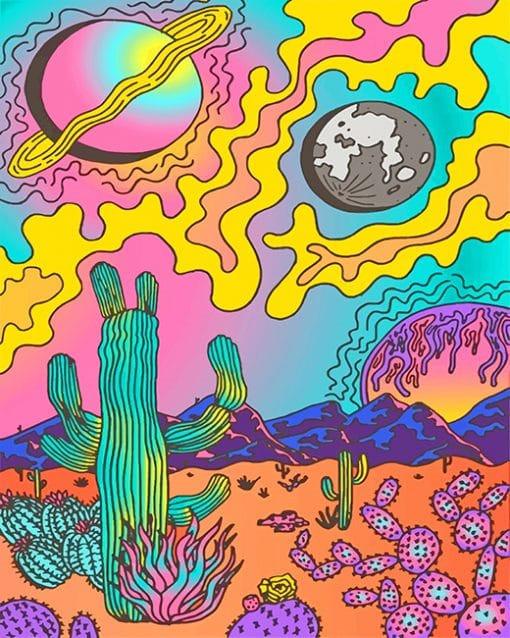 Planeten, Woestijn en Cactussen Schilderen op Nummers