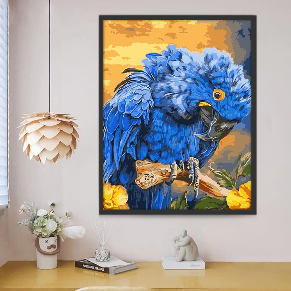 Pluizige Blauwe Papegaai Schilderen op Nummers