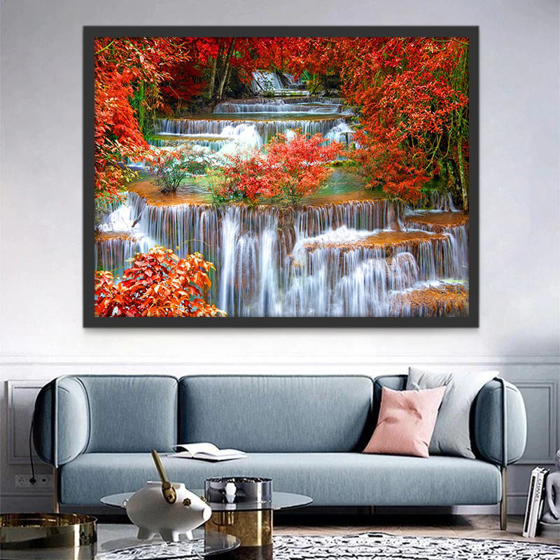 Poëtische Herfstwaterval Schilderen op Nummers