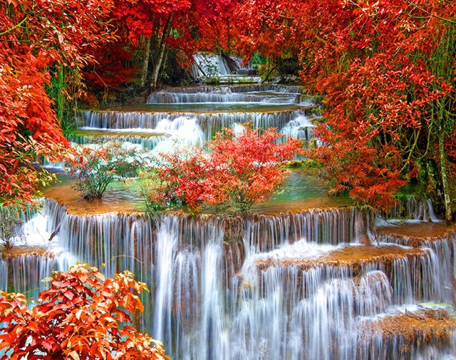 Poëtische Herfstwaterval Schilderen op Nummers