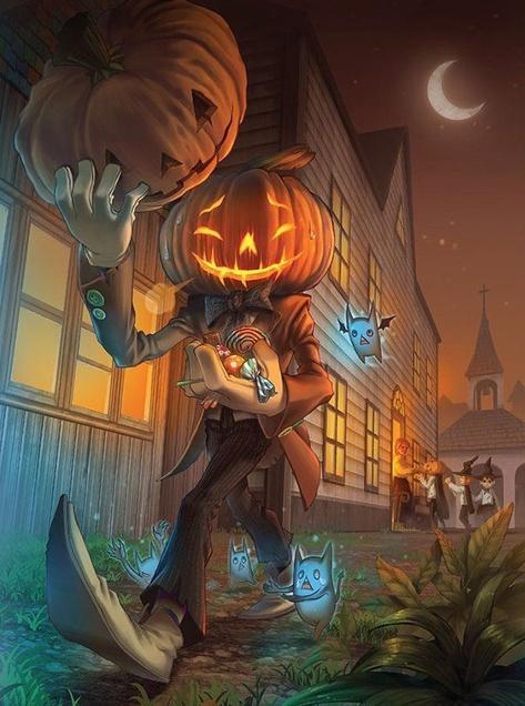 Pompoen Monster in de Nacht Schilderen op Nummers
