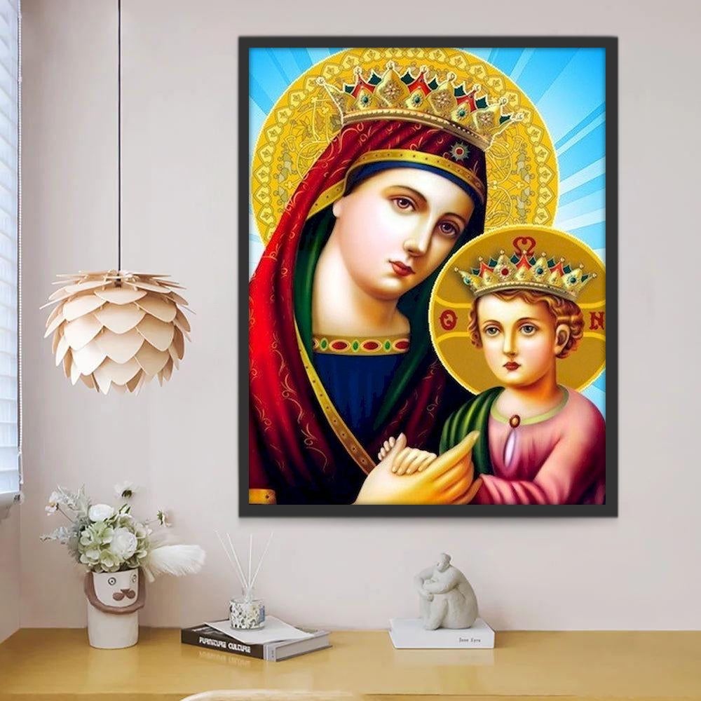 Portret van de Maagd en het Kind Christendom Schilderen op Nummers