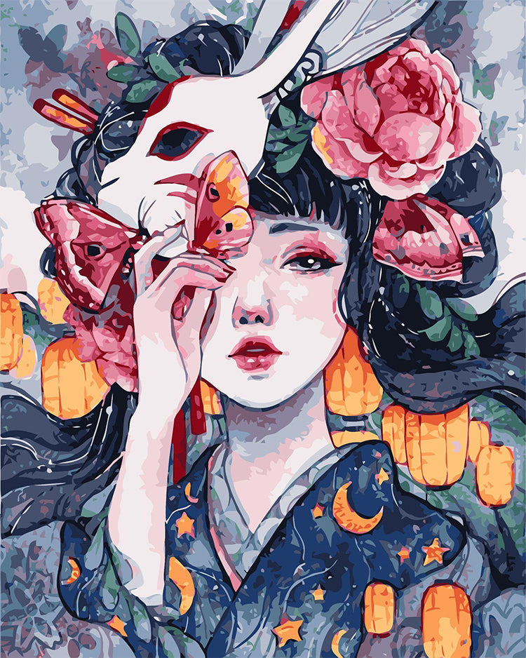 Portret van een Japans Meisje Schilderen op Nummers