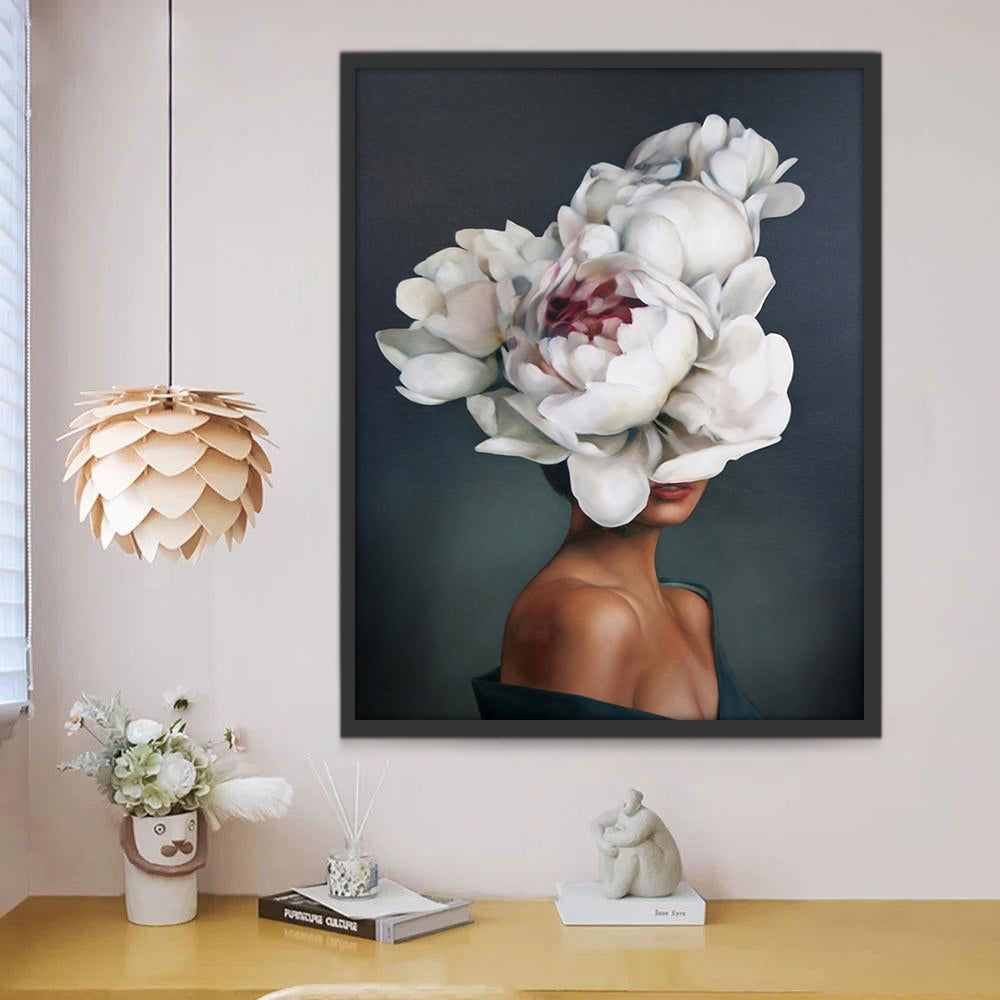 Portret van een Vrouw met Witte Bloemen Schilderen op Nummers