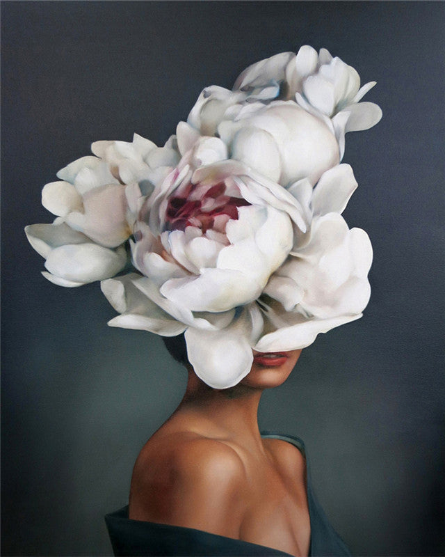 Portret van een Vrouw met Witte Bloemen Schilderen op Nummers