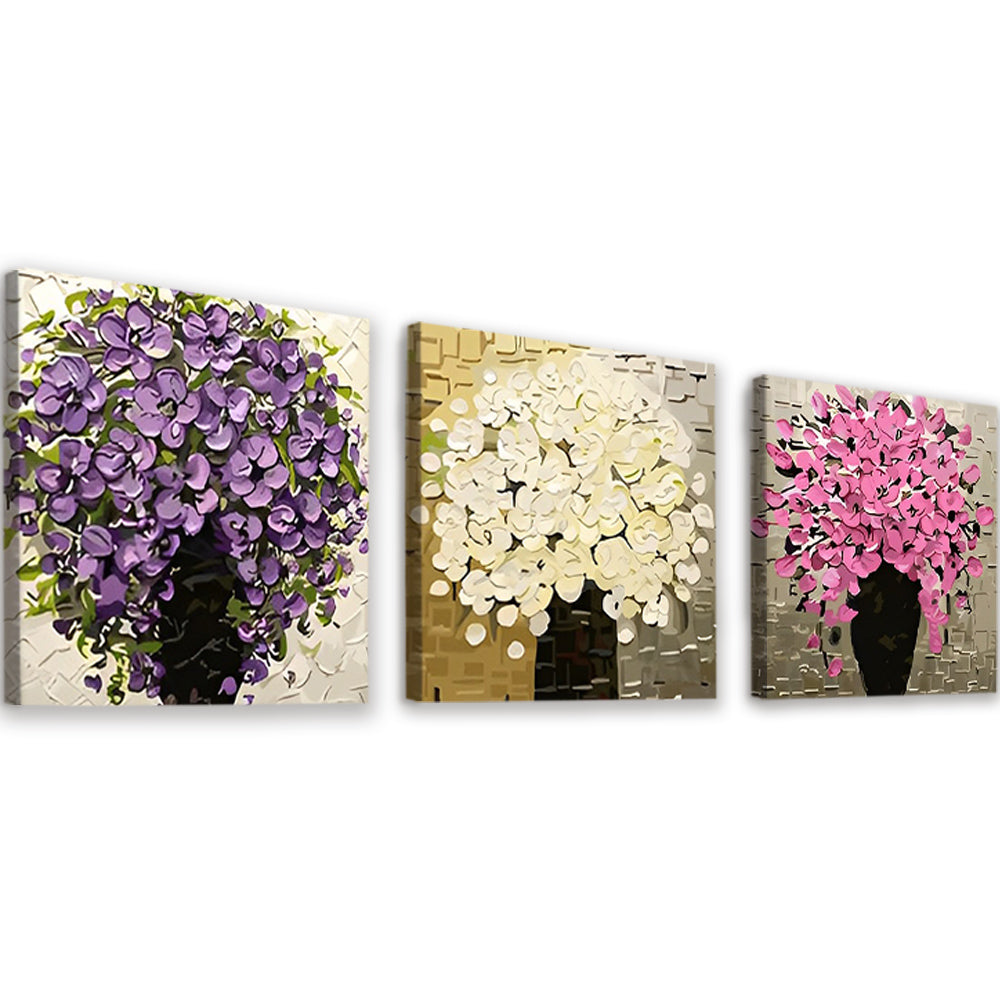 Potbloemen in Drie Verschillende Kleuren 3 Platen Schilderen op Nummers