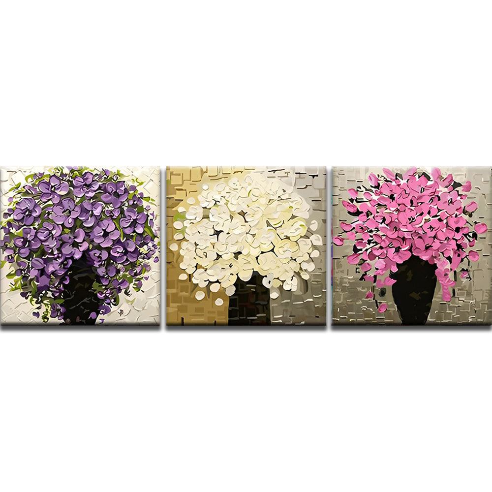 Potbloemen in Drie Verschillende Kleuren 3 Platen Schilderen op Nummers