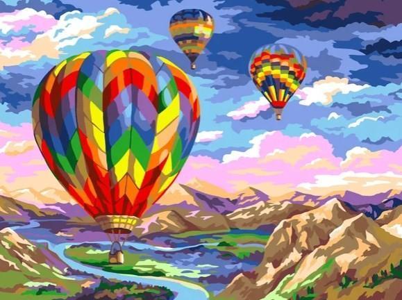 Prachtige Ballonnen boven Adembenemend Uitzicht Schilderen op Nummers