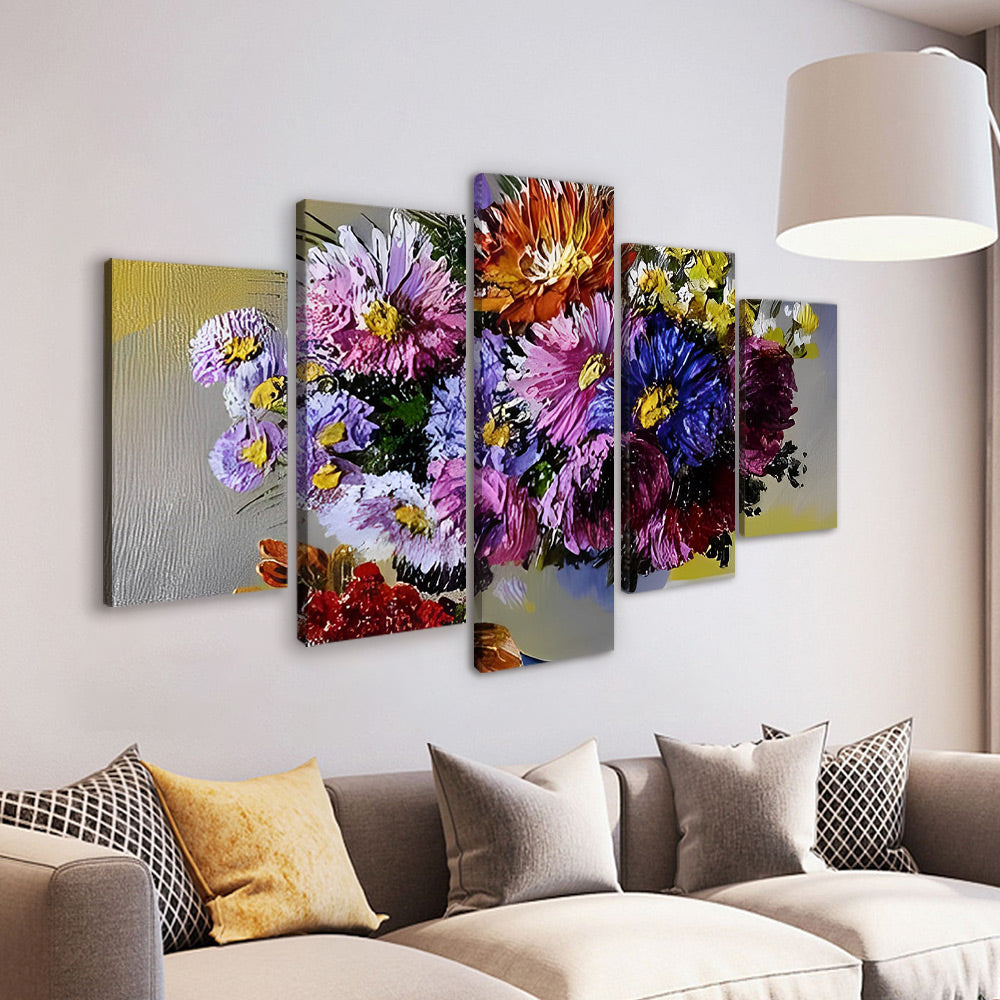 Prachtige Chrysant Bloemen 5 Platen Schilderen op Nummers