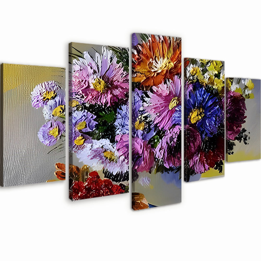 Prachtige Chrysant Bloemen 5 Platen Schilderen op Nummers
