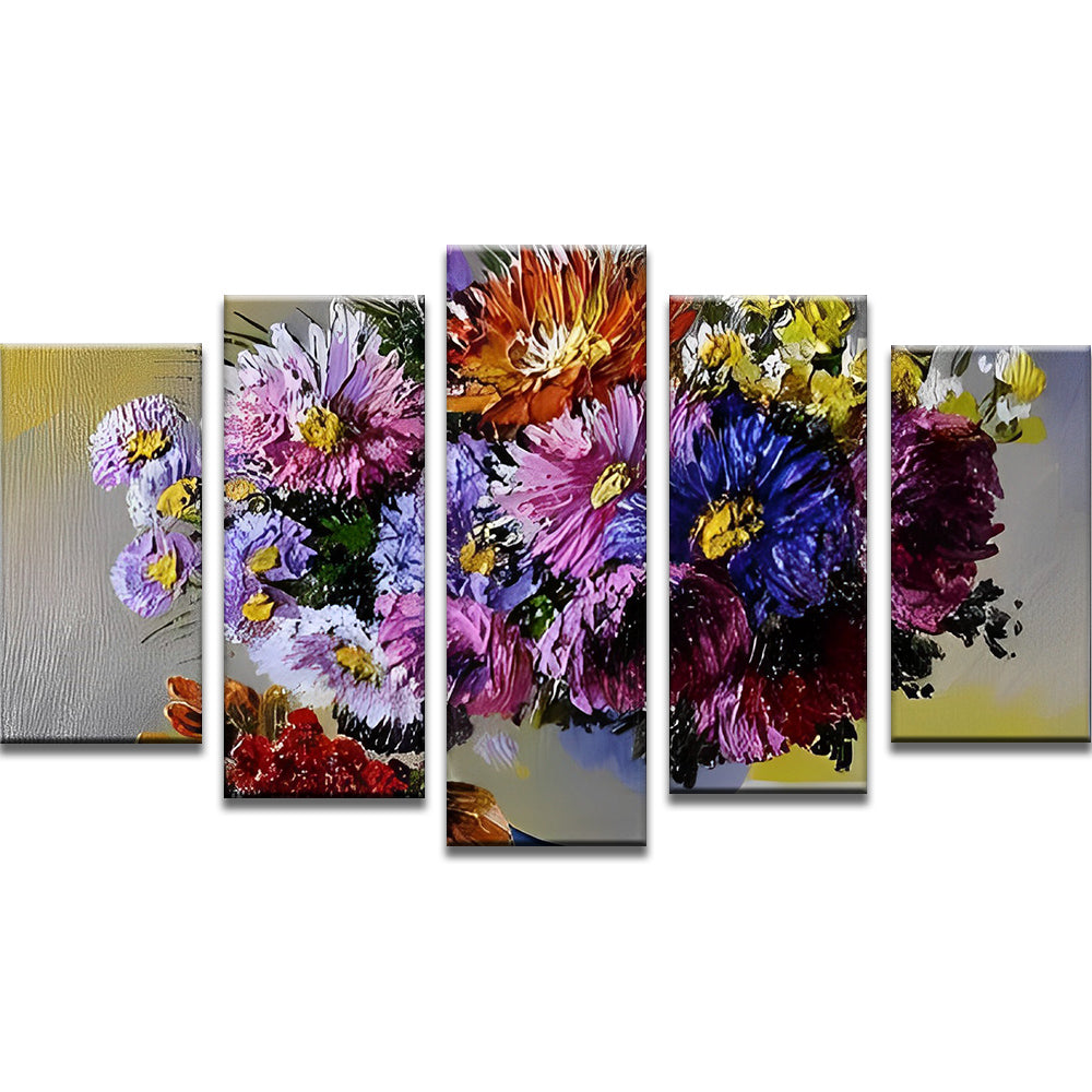 Prachtige Chrysant Bloemen 5 Platen Schilderen op Nummers