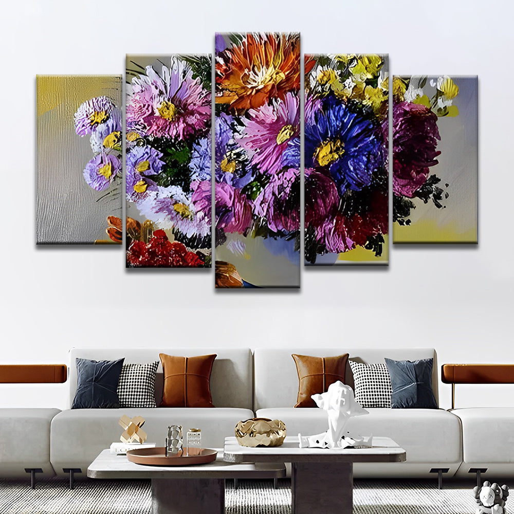 Prachtige Chrysant Bloemen 5 Platen Schilderen op Nummers