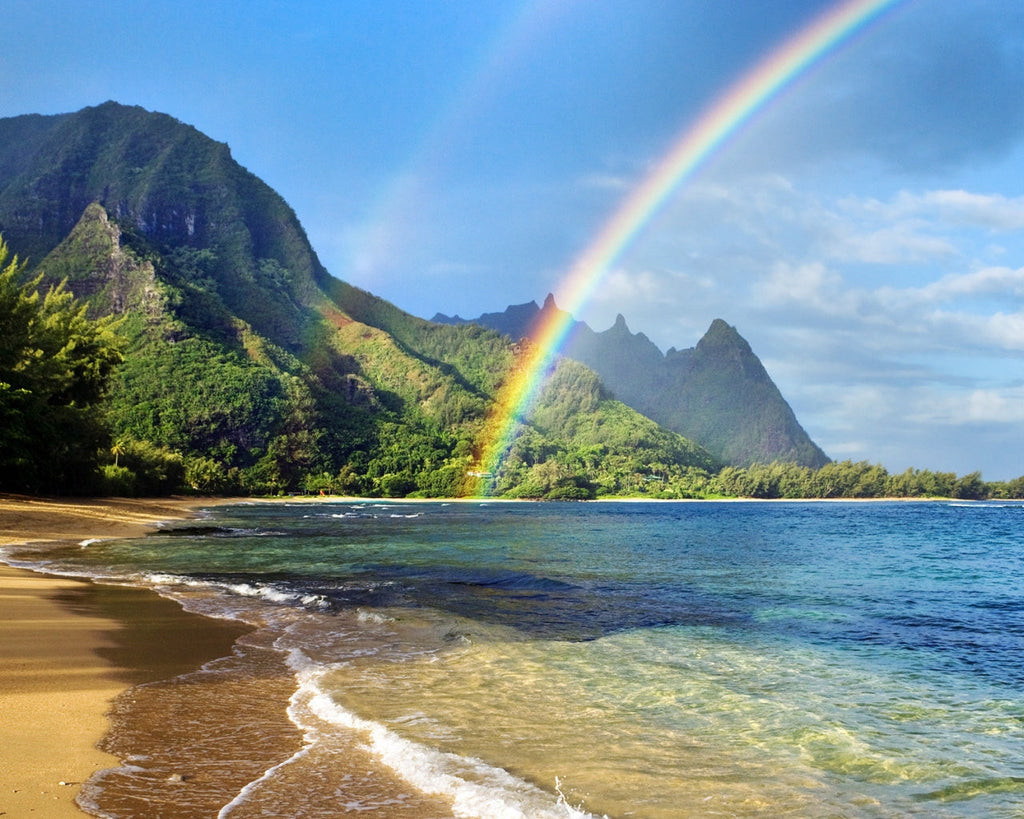 Prachtige Regenboog boven Zee en Strand Schilderen op Nummers