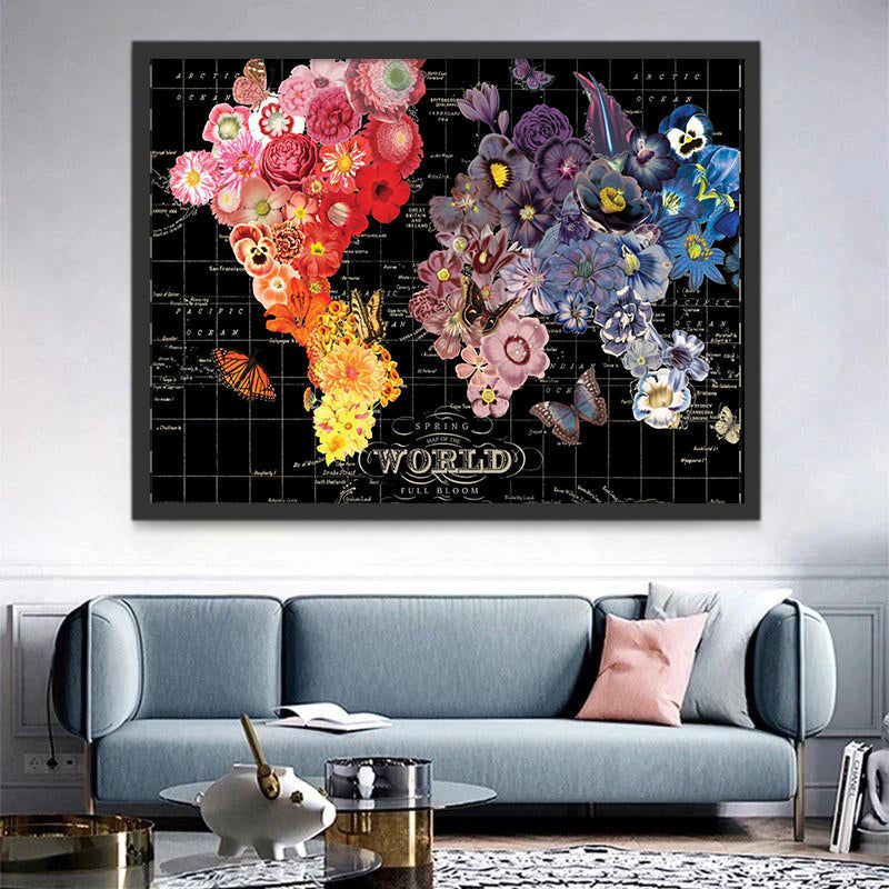 Puzzel stijl Kleurrijke Bloemen Schilderen op Nummers