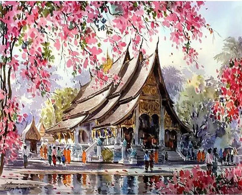 Qingtong Tempel Schilderen op Nummers