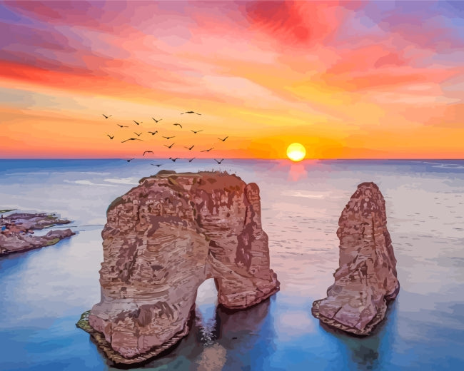 Raouche Rocks Beirut Schilderen op Nummers