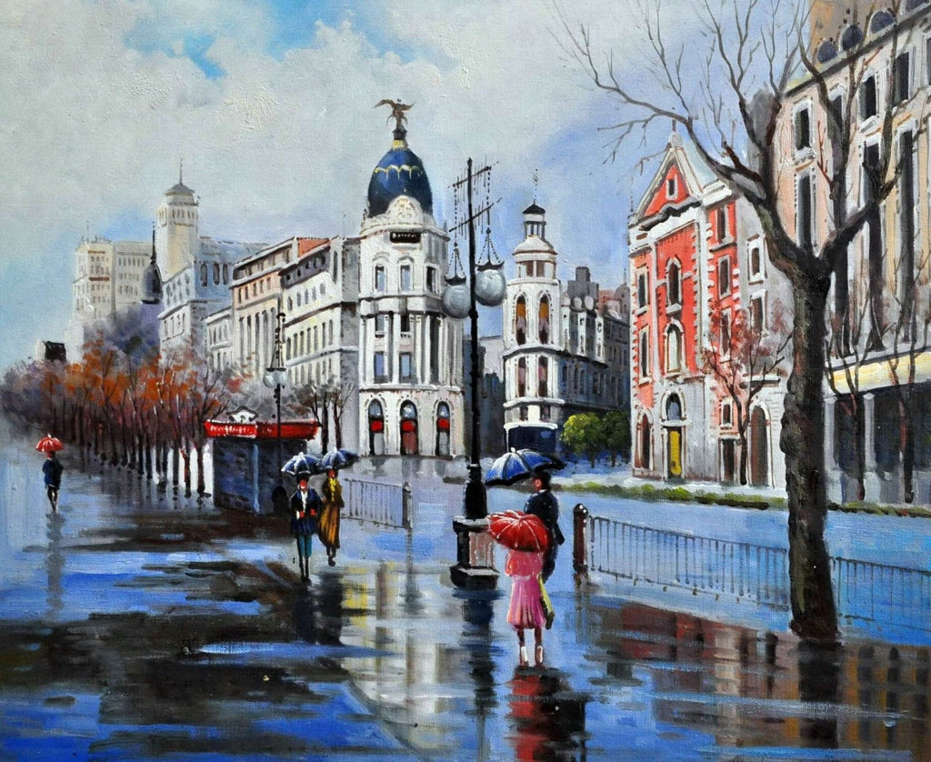 Regen in een Europese Stad Schilderen op Nummers
