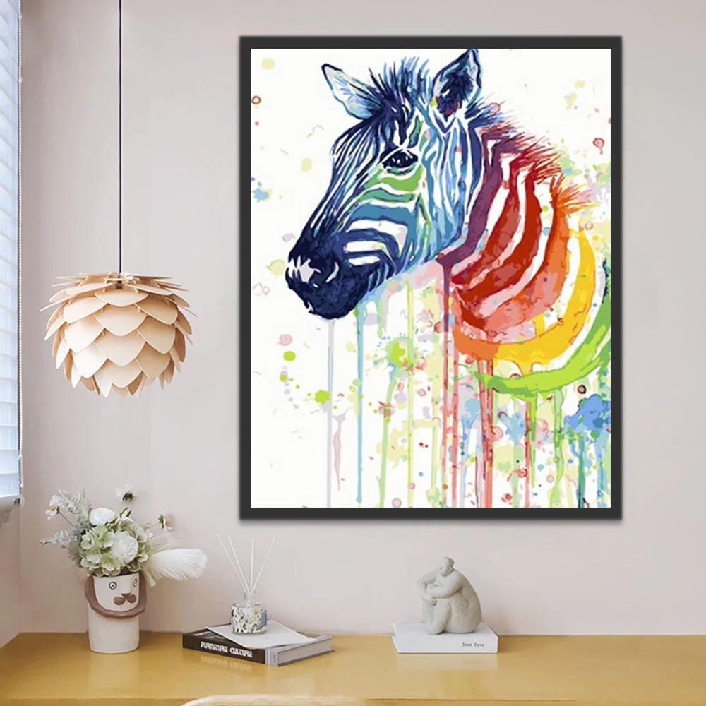 Regenboog Zebra Schilderen op Nummers