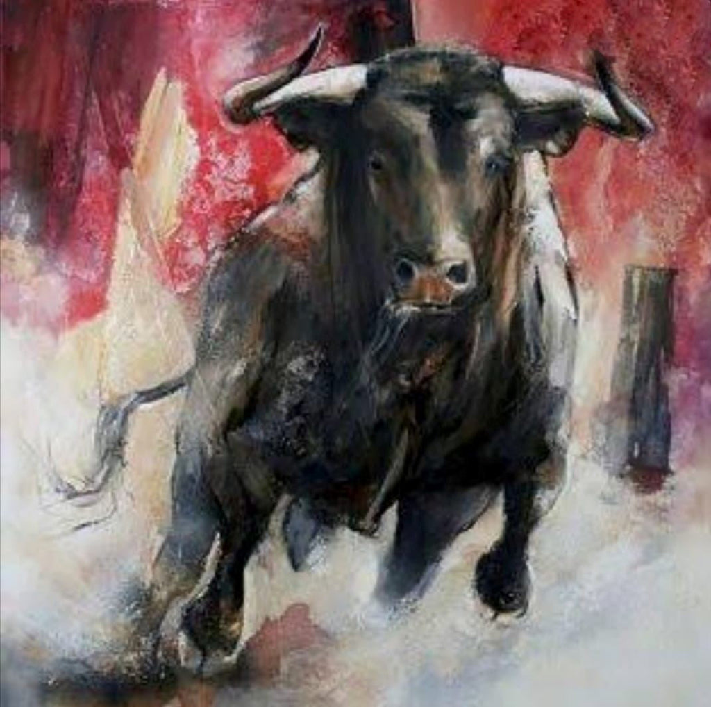 rennende Noord-Afrikaanse stier Schilderen op Nummers