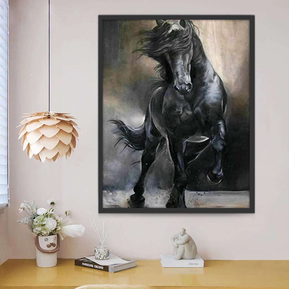 Rennende Zwarte Paard Schilderen op Nummers