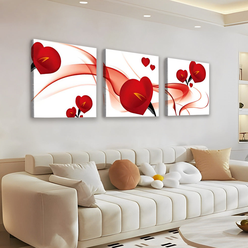Rode Anthuriums 3 Platen Schilderen op Nummers