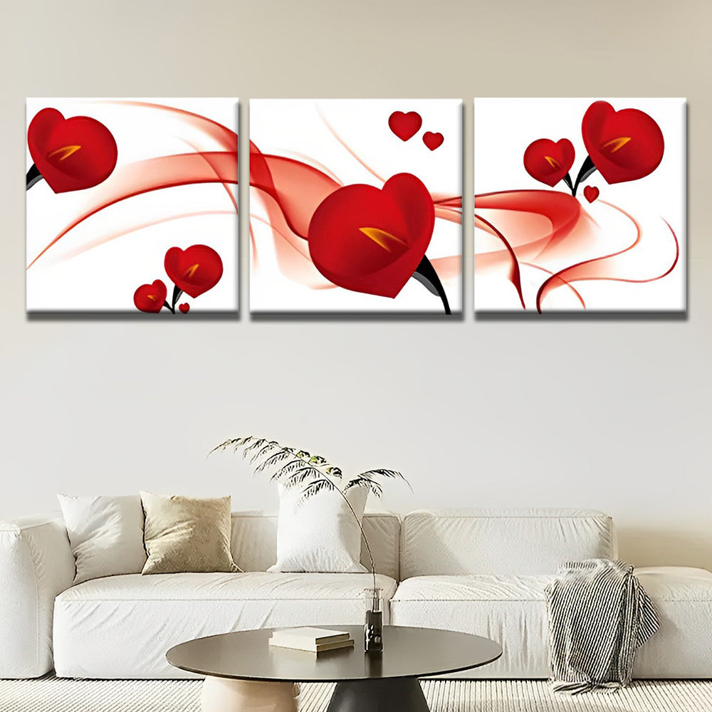 Rode Anthuriums 3 Platen Schilderen op Nummers