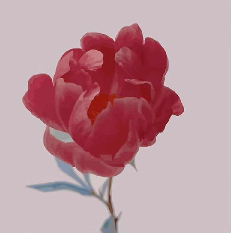 Rode bloem in bloei Schilderen op Nummers