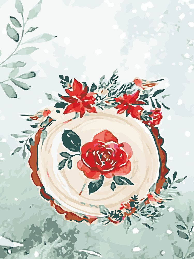 Rode bloemen in een pot Schilderen op Nummers