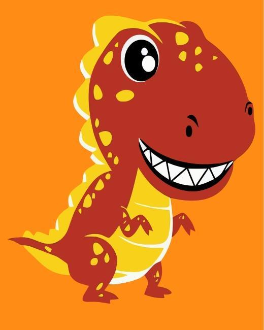 Rode Cartoon Dinosaurus Schilderen op Nummers Kinderen
